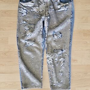 TopShop Sequin Embellished Distressed Boyfriend Jeans